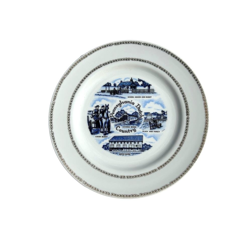 Vintage Pennsylvania Dutch Country Collector Plate Lancaster Allentown Reading
